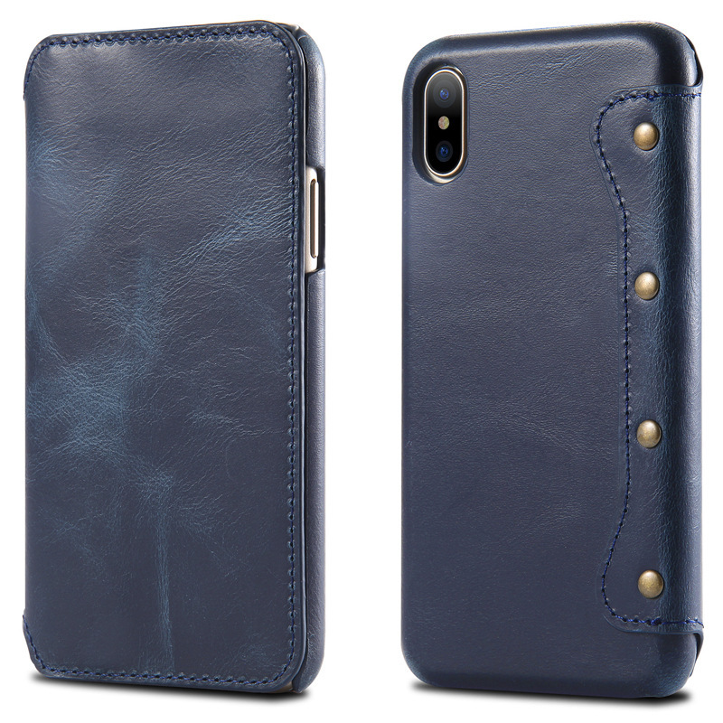 Top Grain Cowhide Oil Wax Flip Phone Case